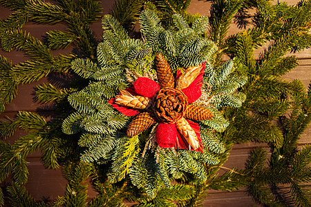 圣诞花圈卡片装饰品礼物松树问候语植物群花环庆典假期感恩图片