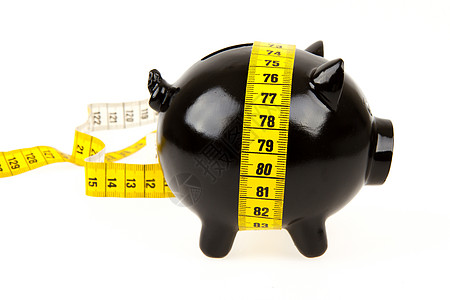 黑猪银行 装有计量磁带小路测量小猪商业投资账单预算平衡基金紧缩图片