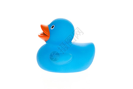 孤立的蓝鸭淋浴玩具家庭游戏蓝色团体橙子童年橡皮塑料图片