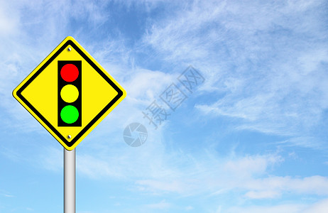前面的交通灯前警告标志插图危险街道运输天空顺序安全红绿灯路口城市图片