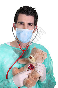 有听诊器和泰迪熊的医生图片