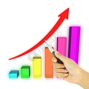 指向 3d 箭头和条形图统计预报经济指针商业金融生长图表营销利润图片