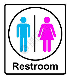 家居卫生间洗手间白歌唱女士标签壁橱女孩民众蓝色性别房间夫妻插图背景