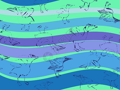 elican 剪贴艺术野生动物海洋插图绘画紫色快乐橙子绿色夹子白色图片