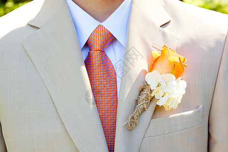 Groom 结婚礼服鲜花夹克麻布翻领婚礼外套套装婚礼风格男士胸花图片