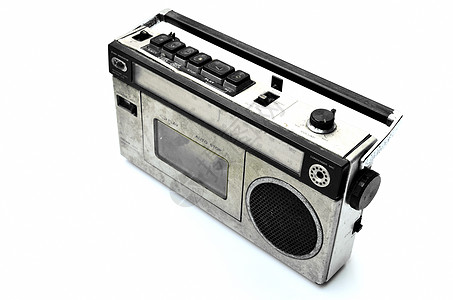 Cassette 播放器 Retro 对象磁带盒收音机体积音乐技术录音机工具磁带电子白色图片