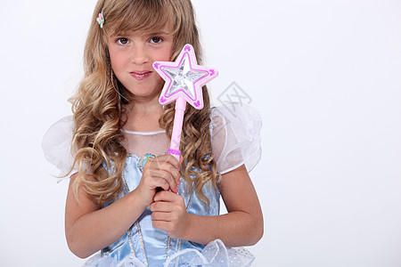 一个穿童话装的小女孩肖像乐趣生日工作室孩子打扮小姑娘蓝色微笑戏服青年图片