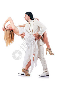 白孤立的对等舞蹈舞蹈演员女性探戈女孩男人男性娱乐热情伙伴拉丁图片