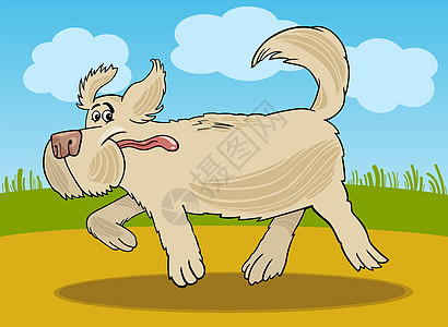 管理牧羊犬狗漫画插图国家跑步鼻子天空犬类快乐宠物卡通片尾巴公园图片