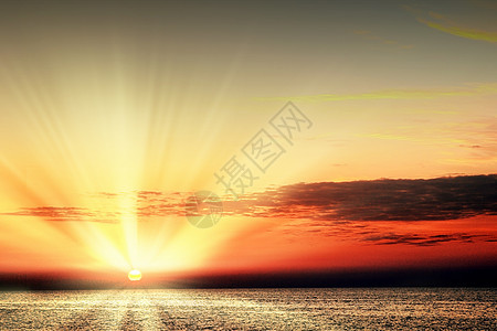 日落阳光天空光束蓝色地平线金子农村魔法海岸天堂图片