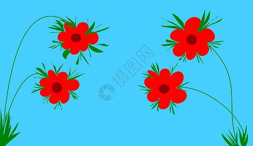 红色的花残像装饰风格植物背景图片