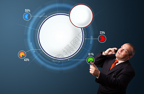 制作电话和介绍抽象现代派的实业商家代理人图表气泡产品微笑棕榈领带手势商务演讲图片