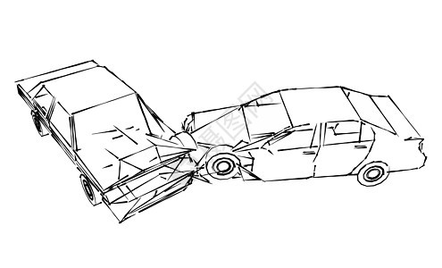 车祸碰撞手绘插图草图艺术车辆危险涂鸦交通背景图片