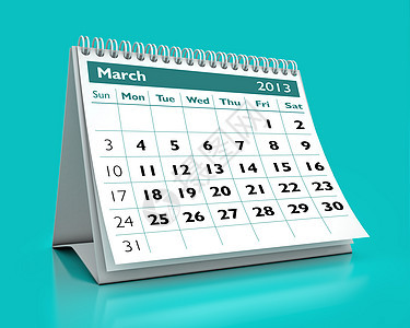 2013年3月日历公司组织时间数字日记白色日程商业图片