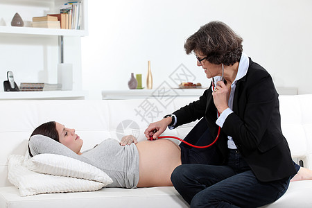 孕妇和医生带医生的孕妇医院药品怀孕微笑新生胎儿幸福分娩卫生帮助背景