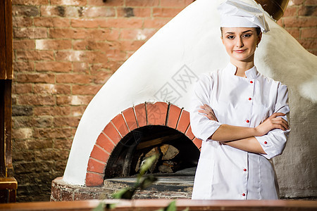 厨师肖像酒店餐厅职业女孩成人工人厨房服务首席烘烤图片