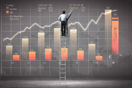 商务人士绘图图图梯子男性想像力领导者统计成功成就数据商务楼梯图片