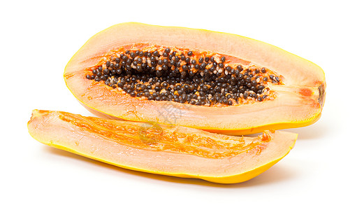 切水果新鲜黄木薯黄色甜点橙子异国白色热带情调维生素种子水果背景