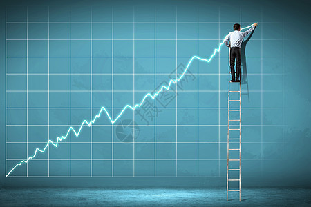 商务人士绘图图图男性男人营销数字生长数据竞赛阶梯蓝色成功图片