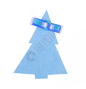 圣诞树由旧纸制成 有小弓和空间卡片季节纸盒明信片标签网络礼物装饰风格墙纸图片