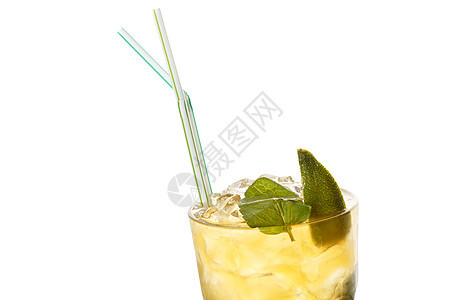 莫吉托鸡尾酒叶子异国桌子果汁情调苏打酒吧玻璃热带柠檬图片