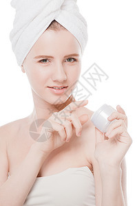 妇女当面施润湿霜温泉治疗化妆品保湿皮肤科美丽肤色护理女性药品图片