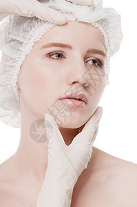 美容女性的面部体格检查皱纹考试皮肤科治疗护理手术外科咨询皮肤医生图片