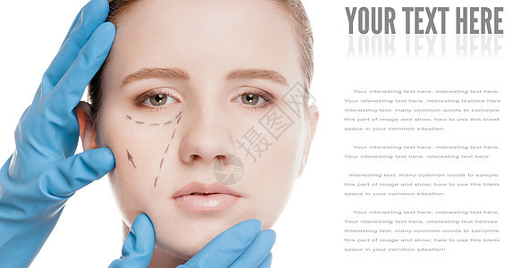 美人用女性的面孔来画修补线化妆品绘画药品眼睛女士病人皱纹线条诊所外貌图片