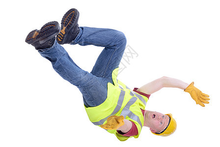 建筑施工工人下降职业伤害行动安全帽危险脚手架承包商工地头部震惊图片
