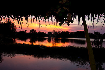日落时的泰国河图片