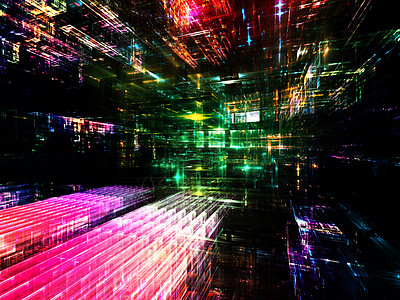 分形尺寸流网格城市速度科幻工业数据地平线墙纸矩形渲染图片