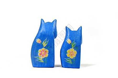 猫手绘两只蓝猫背景