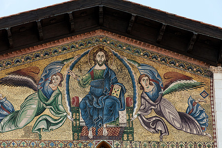 卢卡 圣弗雷德亚诺教堂13世纪的阿森松马赛克 柏林盖耶里著建筑宗教基督旅行游客旅游雕塑教皇指南拱门图片