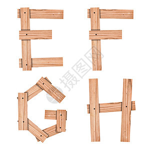 E F G H字母 来自木板和剪切路径图片