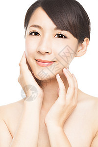拥有皮肤护理的美丽的亚洲年轻女性图片