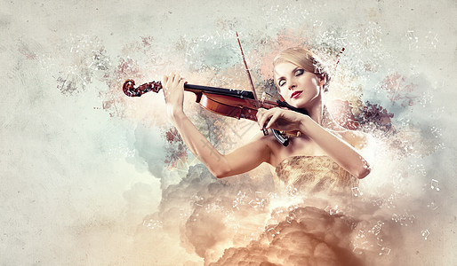 迷人的女子拉小提琴学校小提琴家艺术女孩音乐会天赋女士学习热情学生图片