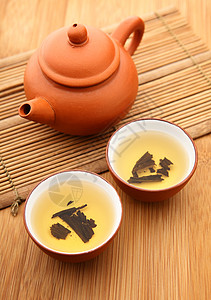 茶茶仪式木头草本植物茶碗传统工夫竹子叶子茶壶植物功夫图片