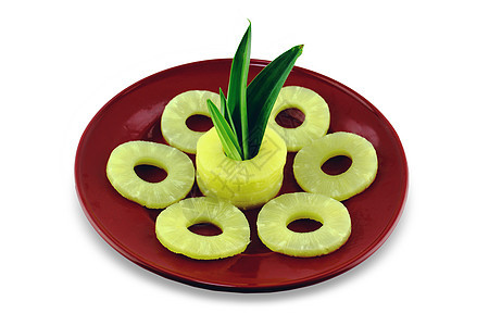 成熟的菠萝切片营养小吃水果饮食热带植物食物叶子甜点坚果图片