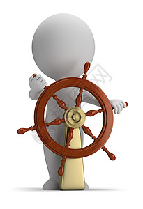 3d 小人掌舵舵手商务金子旅行船长巡航领导导师灰色经理图片
