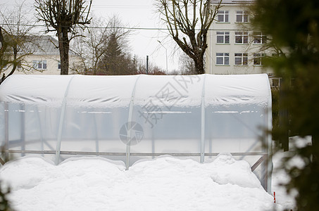 聚乙烯防冻性雪雪雪镇的庭院季节图片