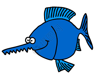 锯鱼草图乐趣游泳创造力喜悦艺术海洋漫画卡通片插图图片