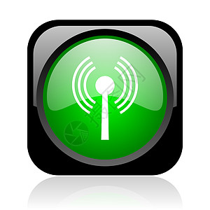 wifi 黑绿平方网络光滑图标手机全球收音机药片定位活动电子产品系统网站横幅图片