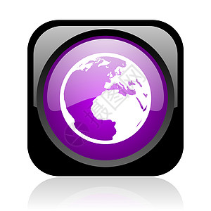 土黑色和紫色平方网络光亮图标商业行星全世界全球按钮公司网站世界电讯互联网图片