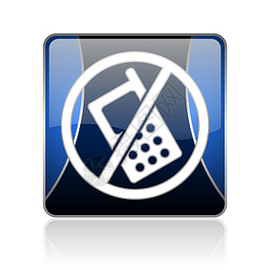 没有手机蓝方网络闪光图标黑色网站正方形按钮警报蓝色互联网电话细胞白色图片