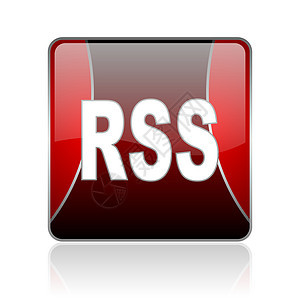 rss 红方网络闪光图标红色标识广播商业播客白色正方形黑色渠道按钮背景图片