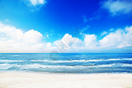 夏季热沙滩 海景风景 蓝阳光天空图片