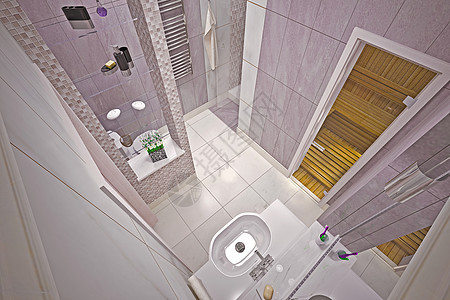 现代洗手间房间装饰建筑学淋浴家具镜子脸盆盆地浴缸马赛克图片