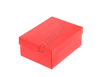 白色背景上孤立的红鞋盒图片