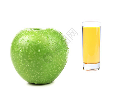 绿色苹果 有水滴和果汁图片