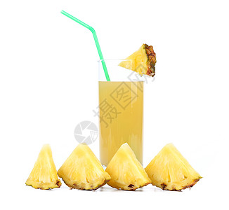 白纸上隔绝的菠萝汁食物早餐凤梨菠萝果味玻璃果汁水果热带饮料图片